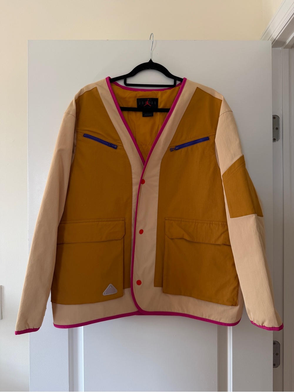 Jordan women Mustard & Cream Colorblock Jacket with Pink Trim